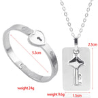 Love Lock Bracelet & Key Necklace for Couples