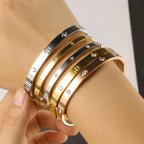 Stainless Steel Crystal Cuff Bangle