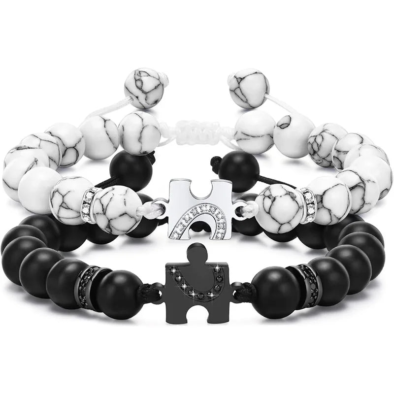 Puzzle Heart Matching Bracelets – Stainless Steel Couple Set, Promise Gift