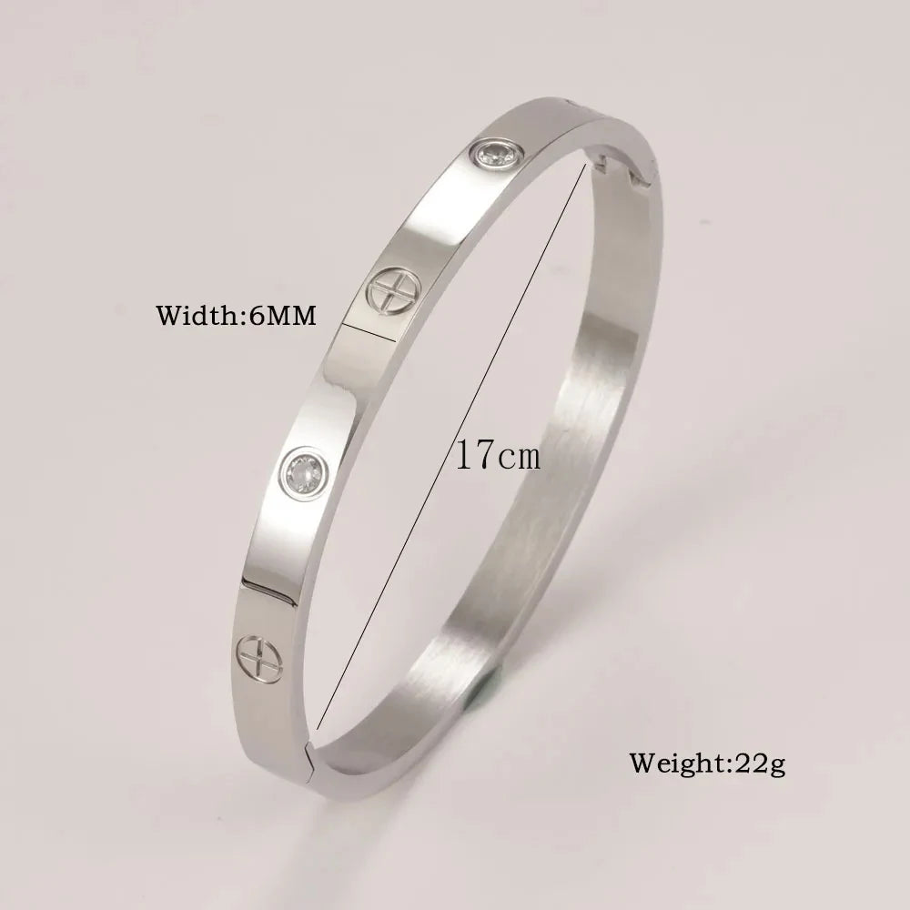 Stainless Steel Crystal Cuff Bangle
