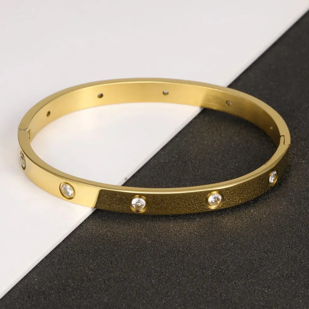 Stainless Steel Crystal Cuff Bangle