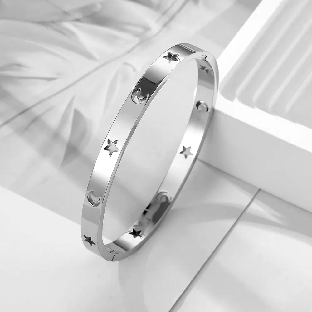 Stainless Steel Crystal Cuff Bangle