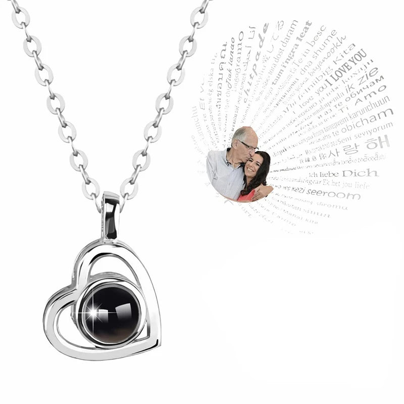 Necklace 100 Languages Personalized Heart