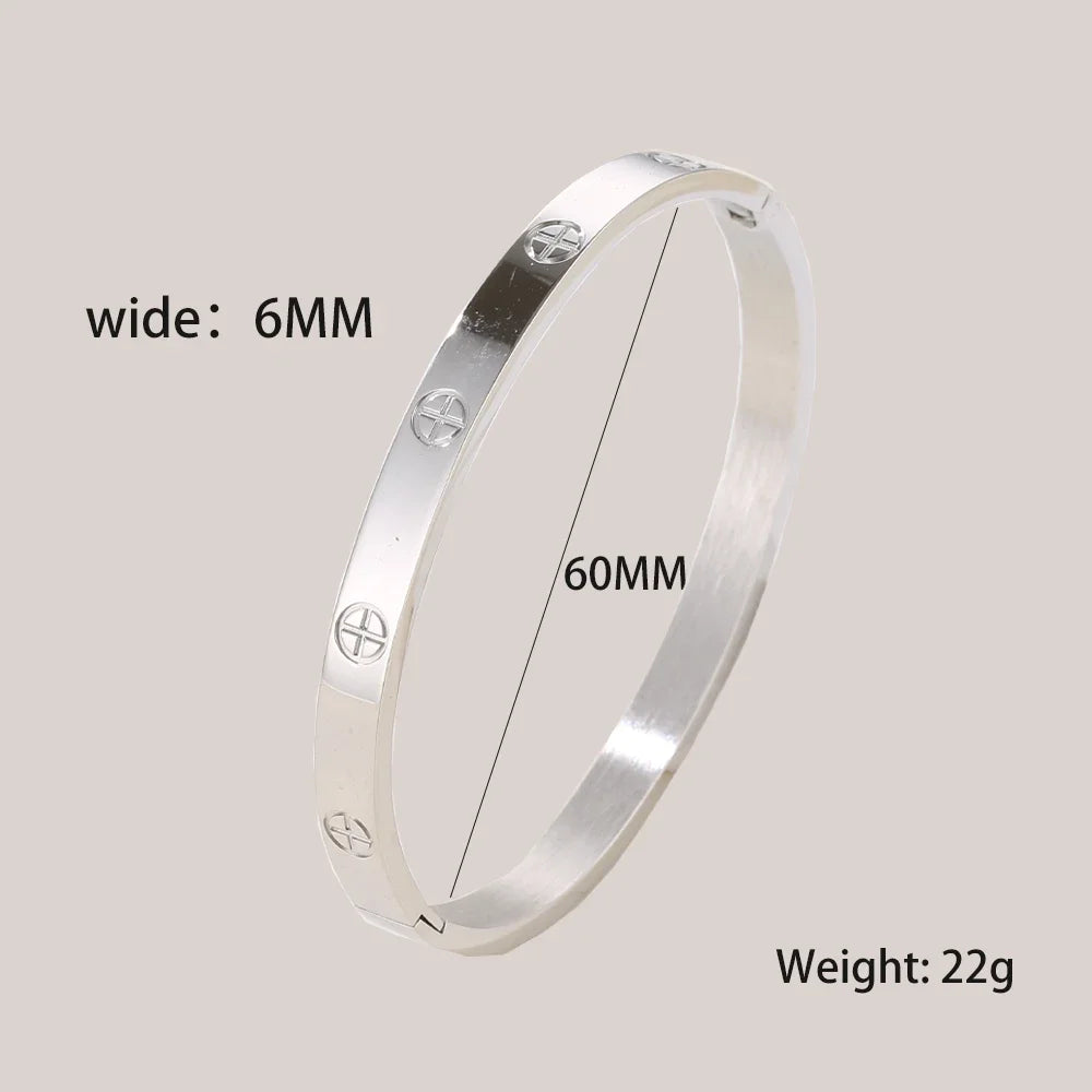 Stainless Steel Crystal Cuff Bangle
