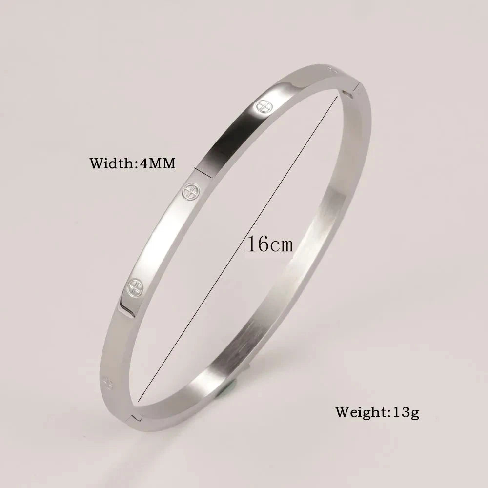 Stainless Steel Crystal Cuff Bangle