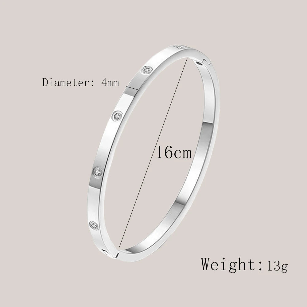 Stainless Steel Crystal Cuff Bangle