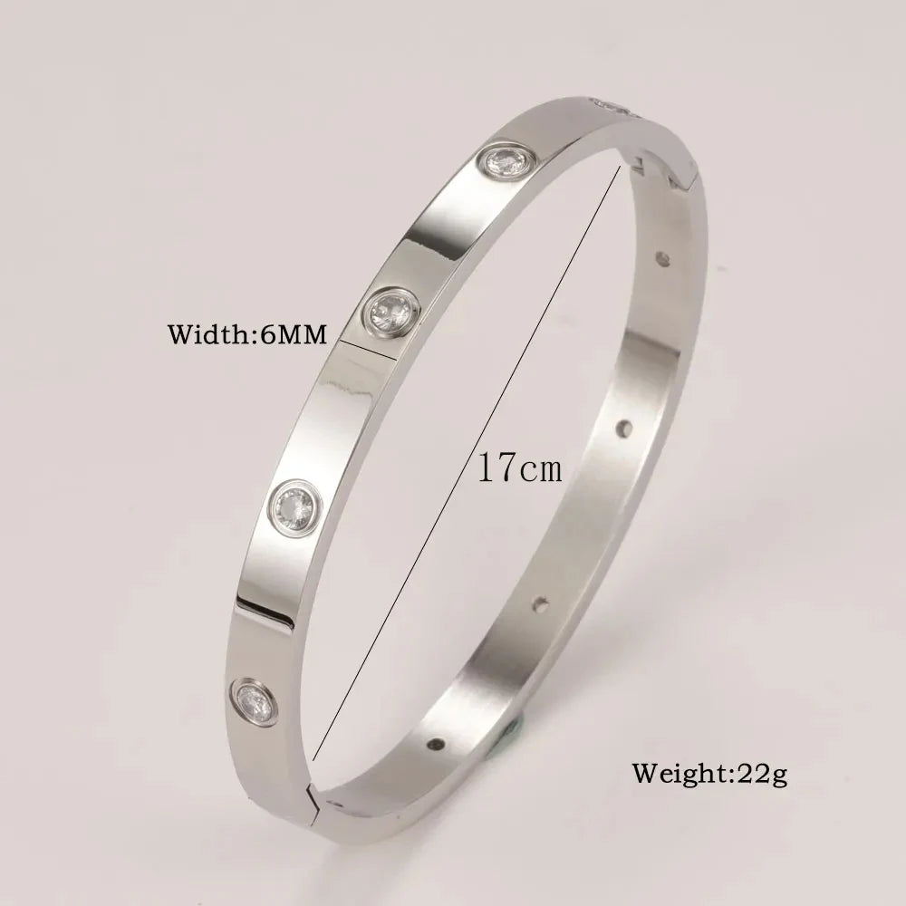 Stainless Steel Crystal Cuff Bangle