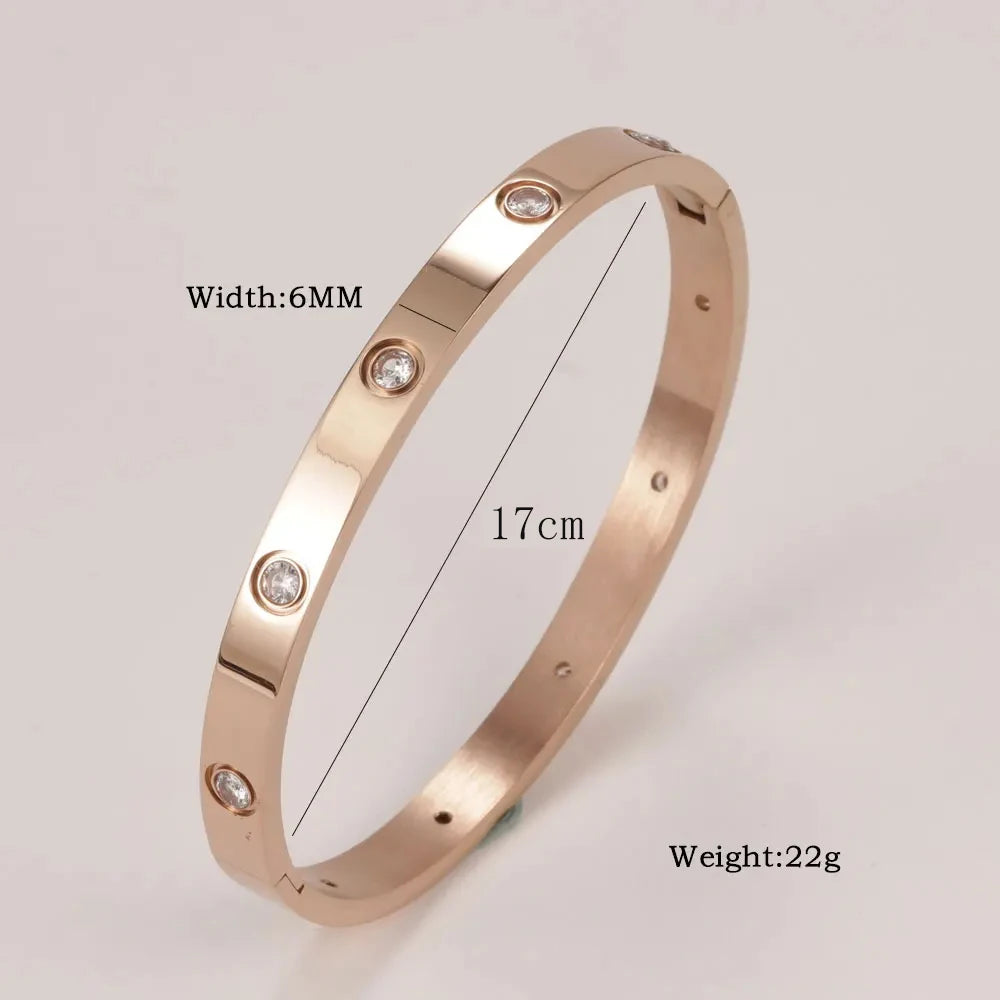 Stainless Steel Crystal Cuff Bangle